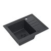 QUADRON Zlewozmywak granitowy BEN 116 + bateria ze stałą wylewką – jednokomorowy, wpuszczany, czarny/elementy czarne, Quadron HCB5544CZK_PC_3623500_BL_OPK